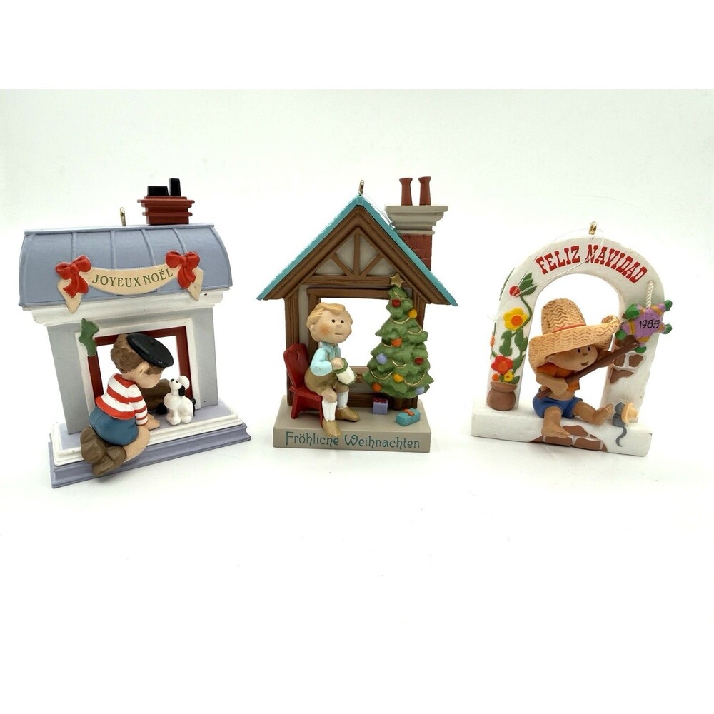Hallmark Keepsake "Windows of the World" Christmas Ornament Vintage Lot 85 88 89